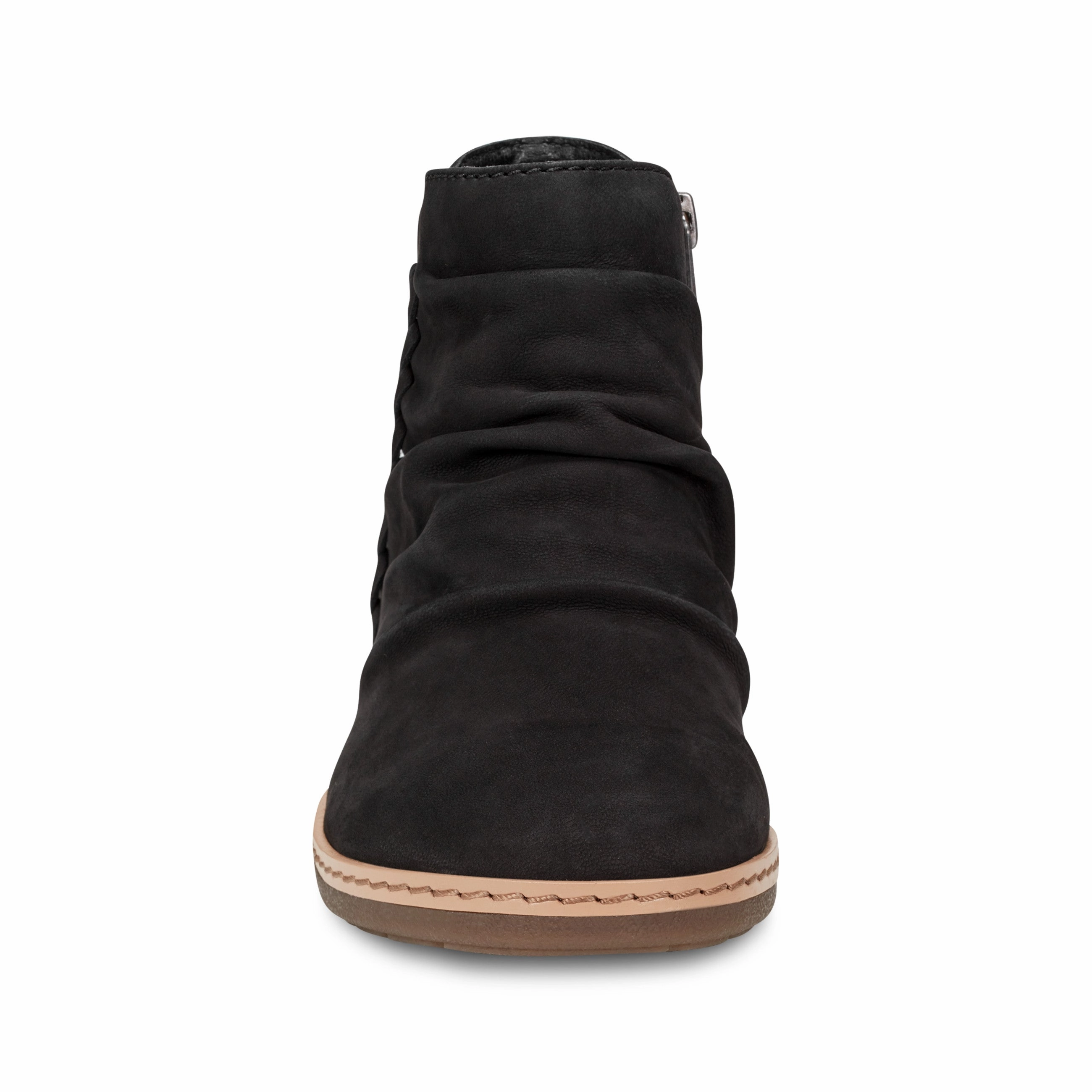 Comfort Heel Slip On Shoes Hilaree Water Repellent Round Toe Ruched Casual Booties