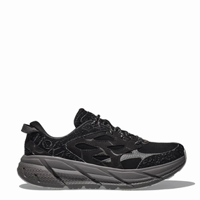 Hoka Elite Terrain System Clifton L Suede Trainer Black / Satellite Grey Comfort Shoes All Day Comfort