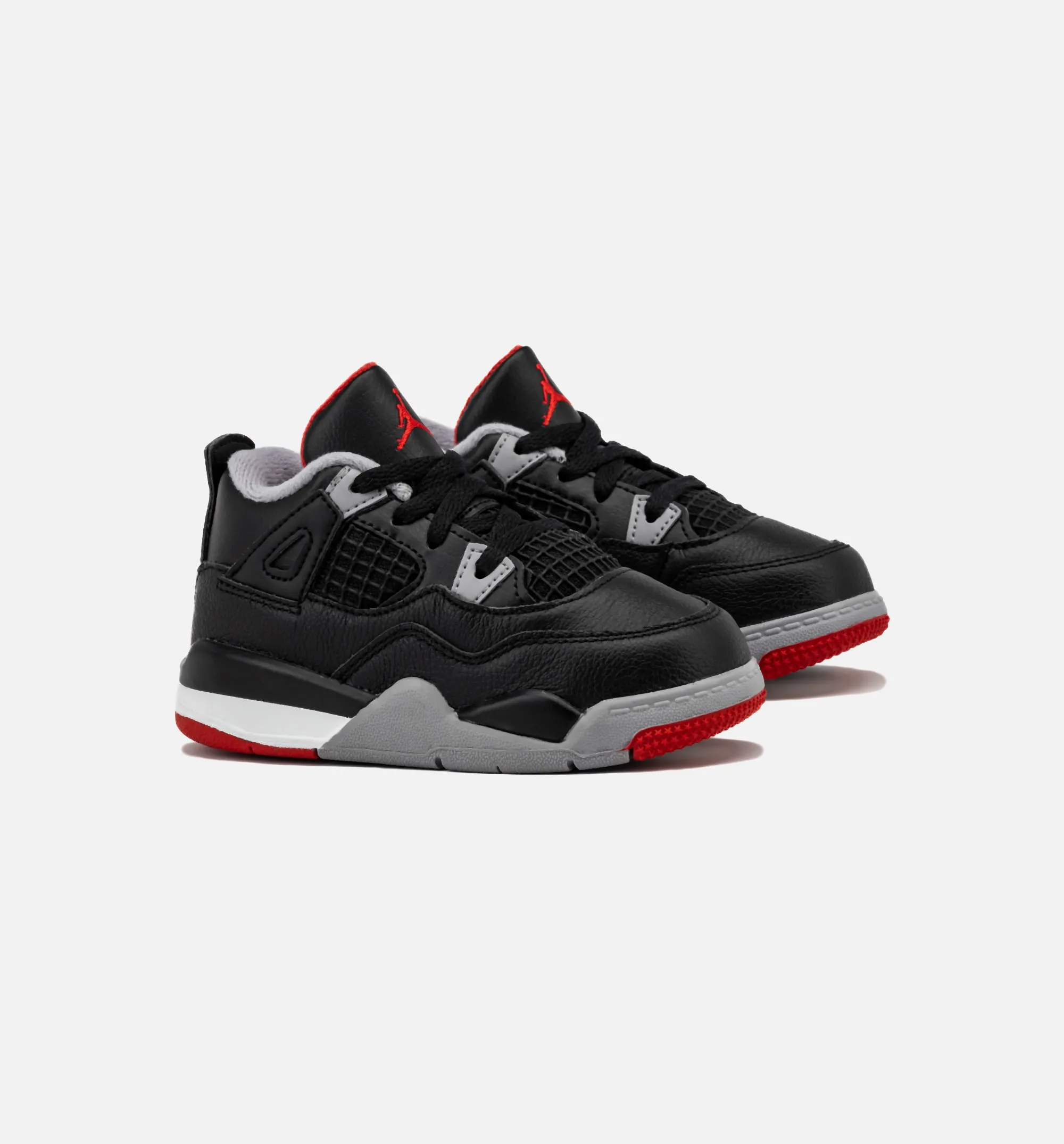 Air Jordan 4 Retro Bred Reimagined Infant Toddler Lifestyle Shoe - Black/Fire Red/Cement Grey/Summit White Lightweight