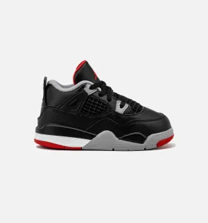 Air Jordan 4 Retro Bred Reimagined Infant Toddler Lifestyle Shoe - Black/Fire Red/Cement Grey/Summit White All Weather Easy Clean
