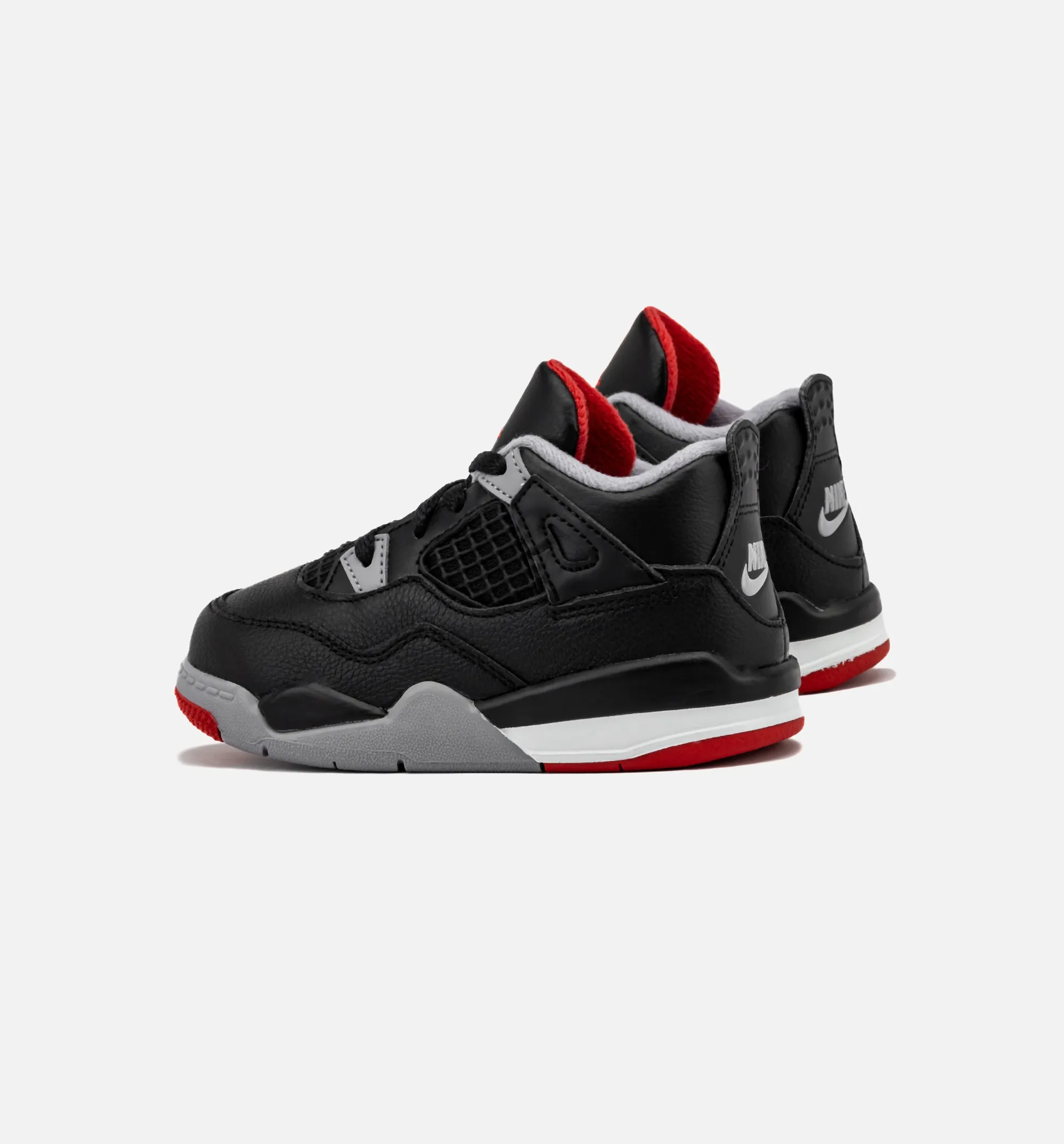 Waterproof Flexible Air Jordan 4 Retro Bred Reimagined Infant Toddler Lifestyle Shoe - Black/Fire Red/Cement Grey/Summit White