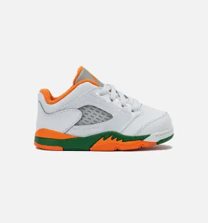 Air Jordan 5 Retro Low Hurricanes Infant Toddler Lifestyle Shoe - Football Grey/Brilliant Orange/Pine Green Lightweight Shoes Travel Shoes