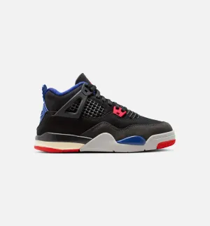 Air Jordan 4 Retro Rare Air Preschool Lifestyle Shoe - Black/Fire Red/Deep Royal Blue Casual Footwear