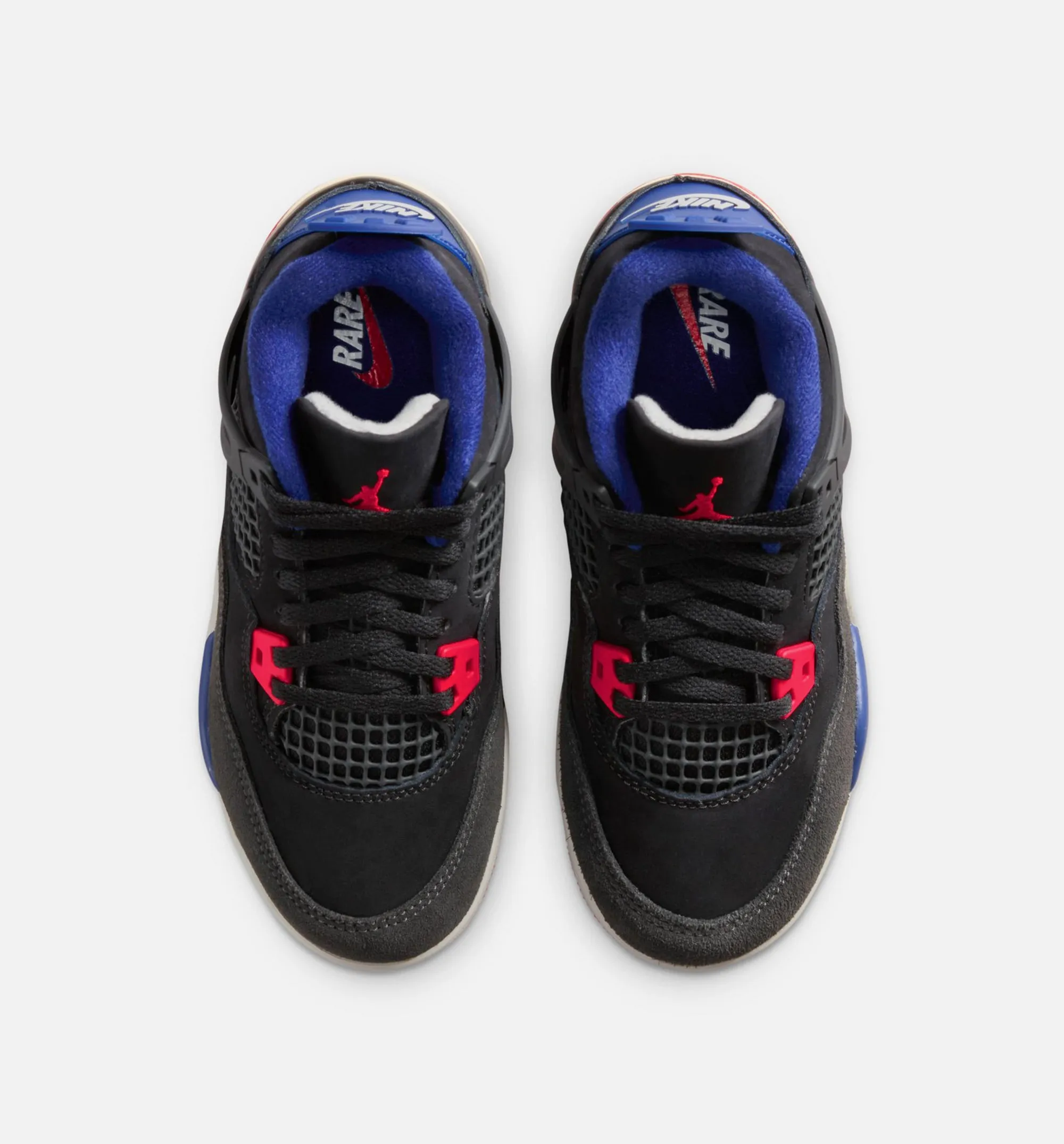Standing Comfort Air Jordan 4 Retro Rare Air Preschool Lifestyle Shoe - Black/Fire Red/Deep Royal Blue