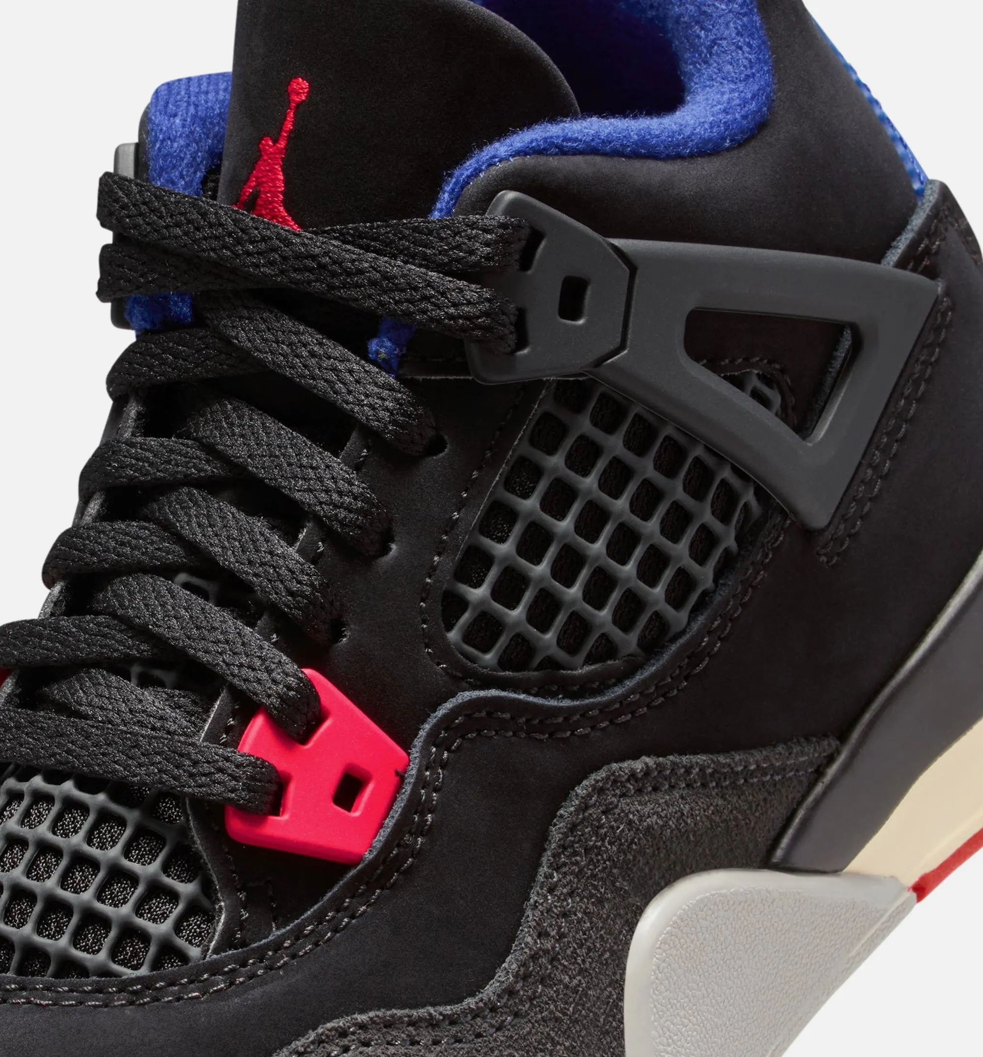 Cushioned Insoles Air Jordan 4 Retro Rare Air Preschool Lifestyle Shoe - Black/Fire Red/Deep Royal Blue