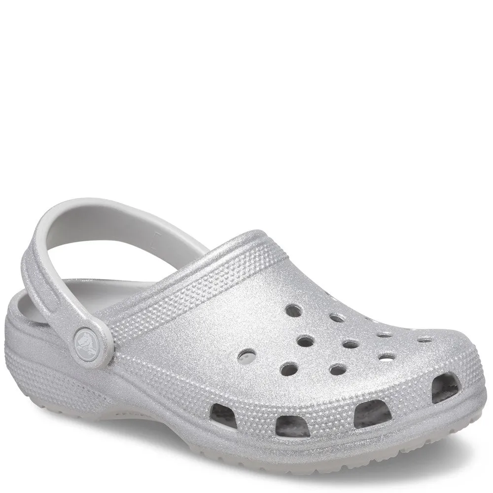 Crocs Unisex Classic Glitter Clog Leather Shoes