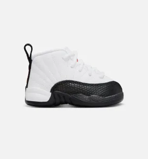 Air Jordan 12 Retro Taxi Flip Infant Toddler Lifestyle Shoe - White/Gym Red/Black Versatile Style Slip On Shoes