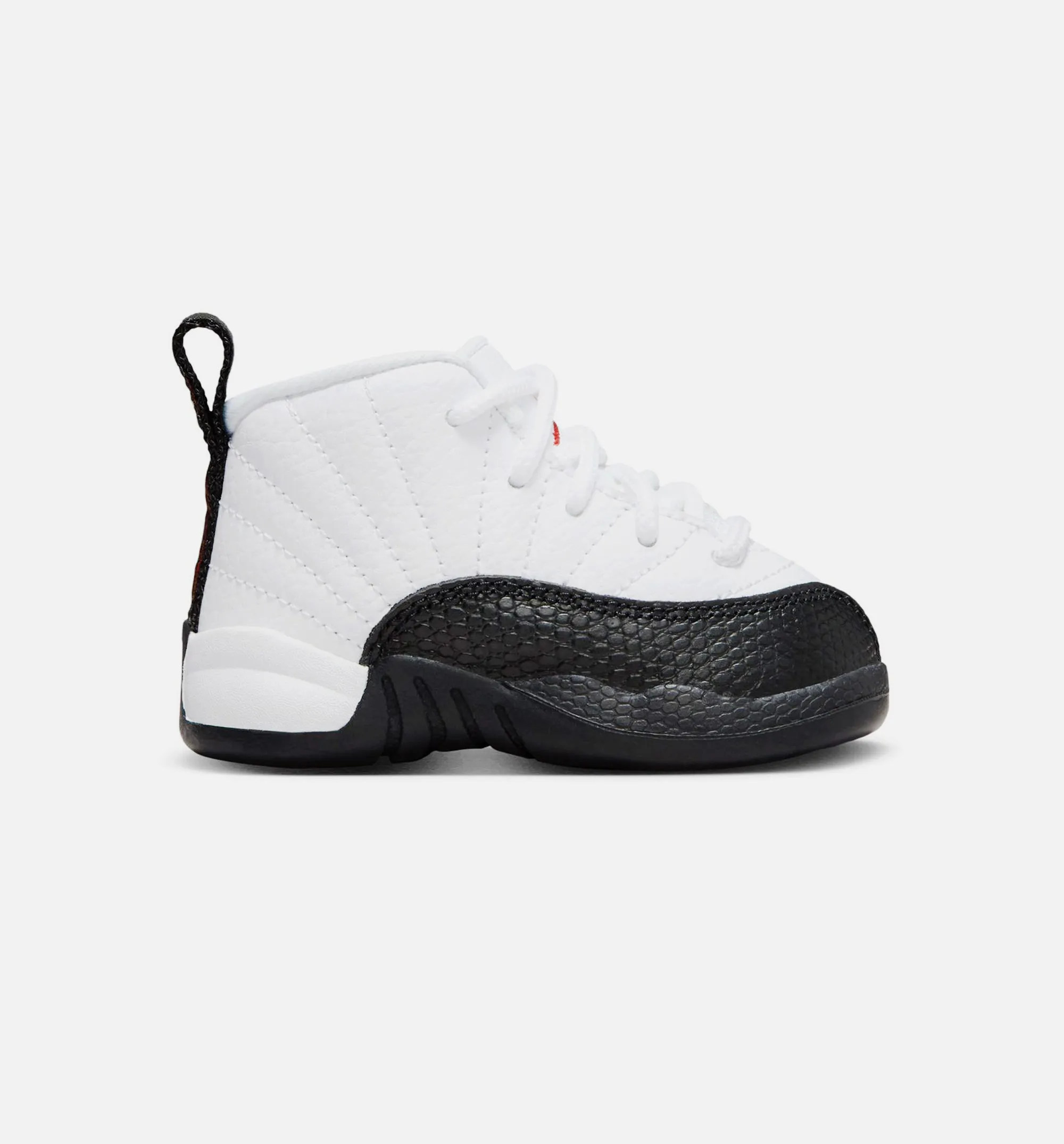 Air Jordan 12 Retro Taxi Flip Infant Toddler Lifestyle Shoe - White/Gym Red/Black Grippy Traction