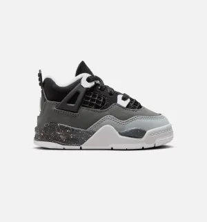 Air Jordan 4 Retro Fear Infant Toddler Lifestyle Shoe - Black/White/Anthracite/Black/Pure Platinum Easy On/Off Weather Resistant