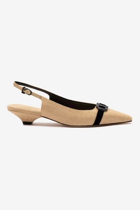 Franca Pump In Beige Raffia And Black Trimming Relaxed Fit Footwear Classic Sneakers