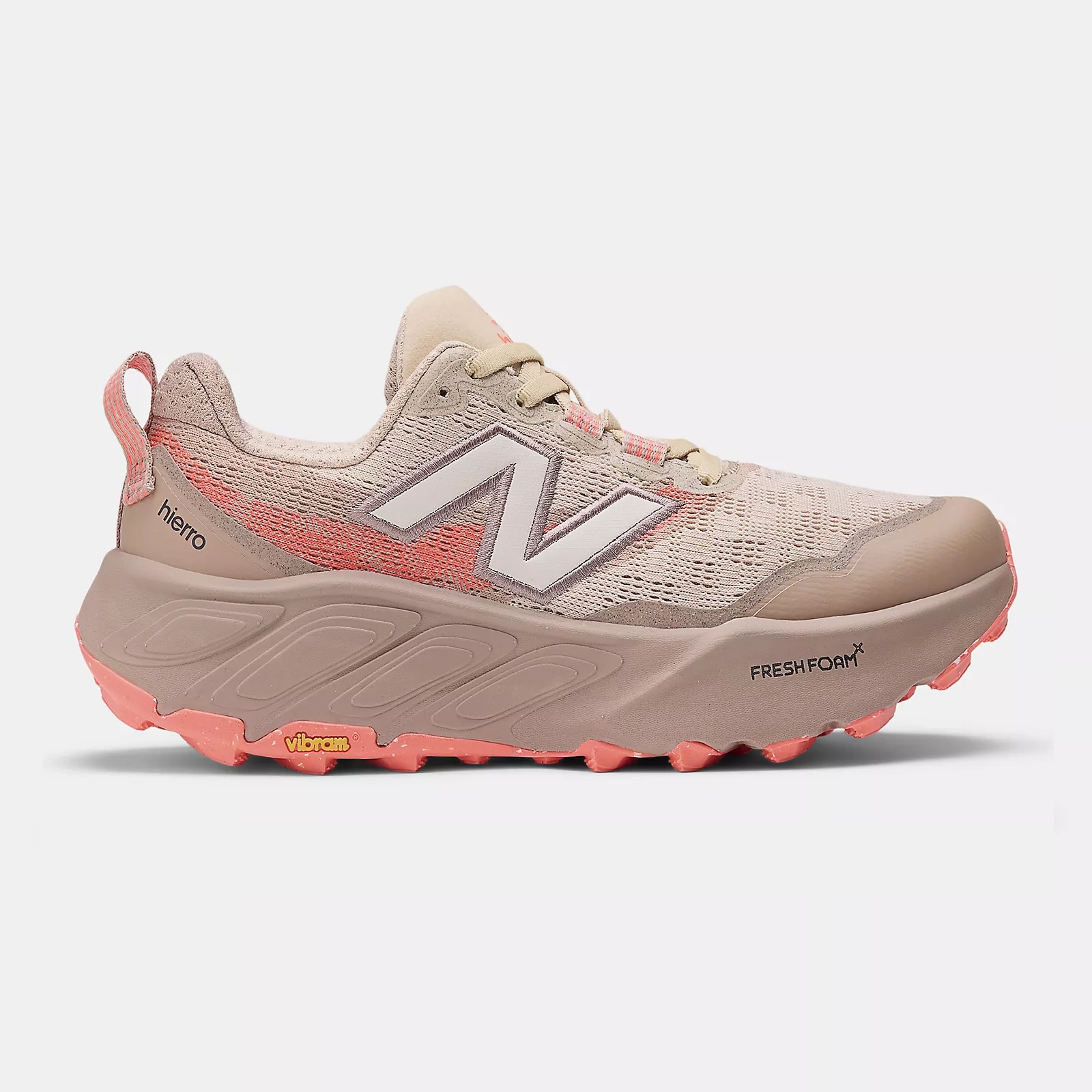 New Balance Fresh Foam X Hierro V9 | Desert Clay / Flat Taupe / Urgent Red | Womens Supportive Chic Footwear