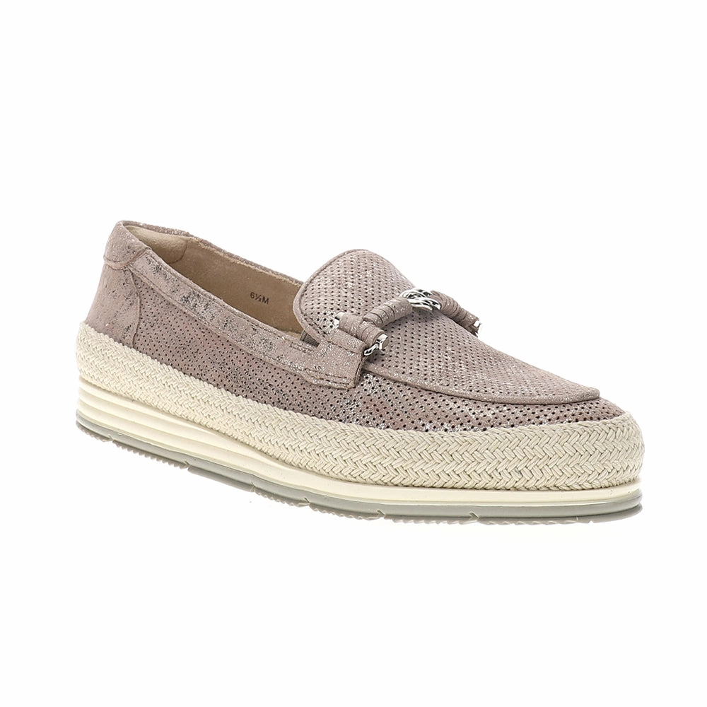 Quarzi Athleisure Metallic Perforated Slip On Loafers Slip Resistant
