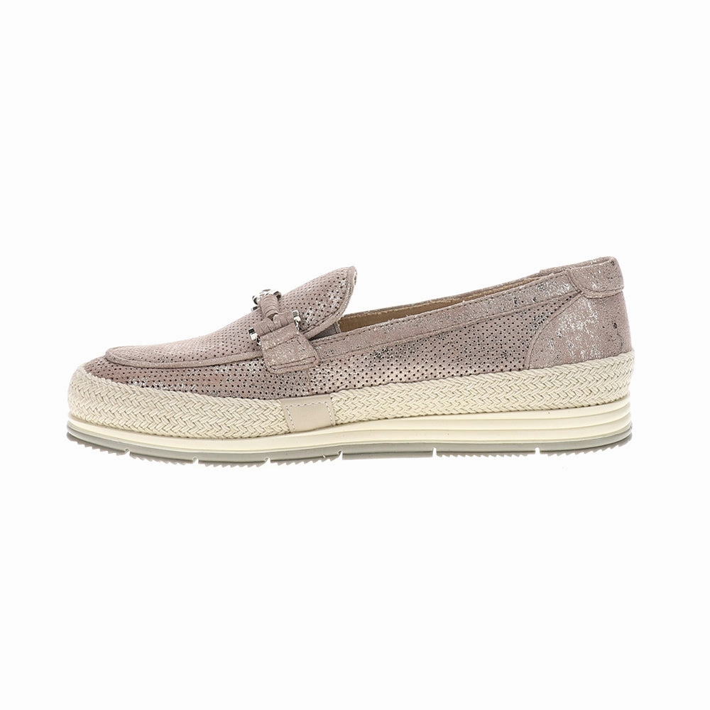 Quarzi Athleisure Metallic Perforated Slip On Loafers Chic Footwear