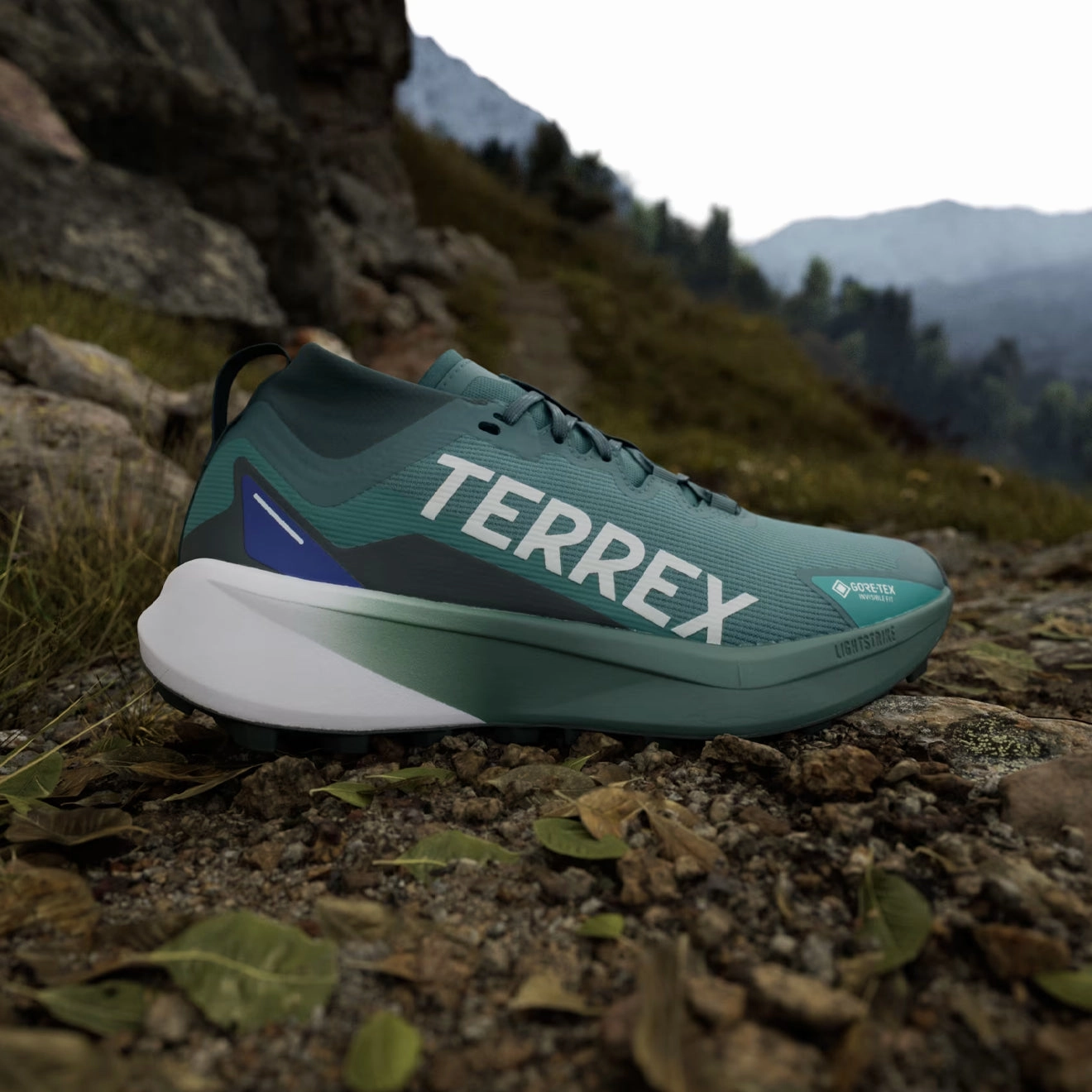 Adidas Terrex Agravic Gtx Trail Running Shoes Preloved Teal / Cloud White / Semi Lucid Blue Leather Shoes Durable