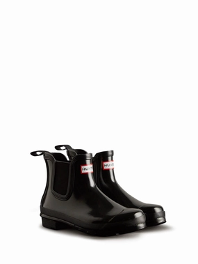 Easy On Off Hunter Women'S Original Gloss Chelsea Boots Black Wfs2078Rgl Blk