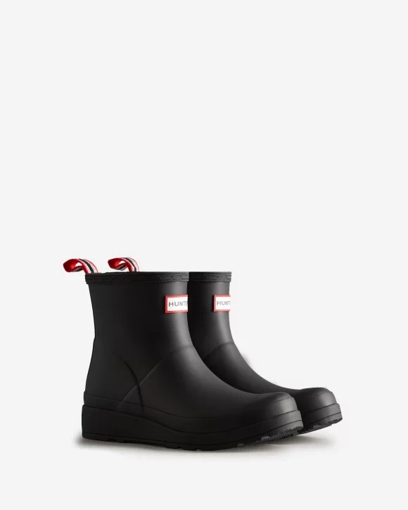 Hunter Women'S Play Short Rain Boots Black Wfs2020Rma Blk Arch Support