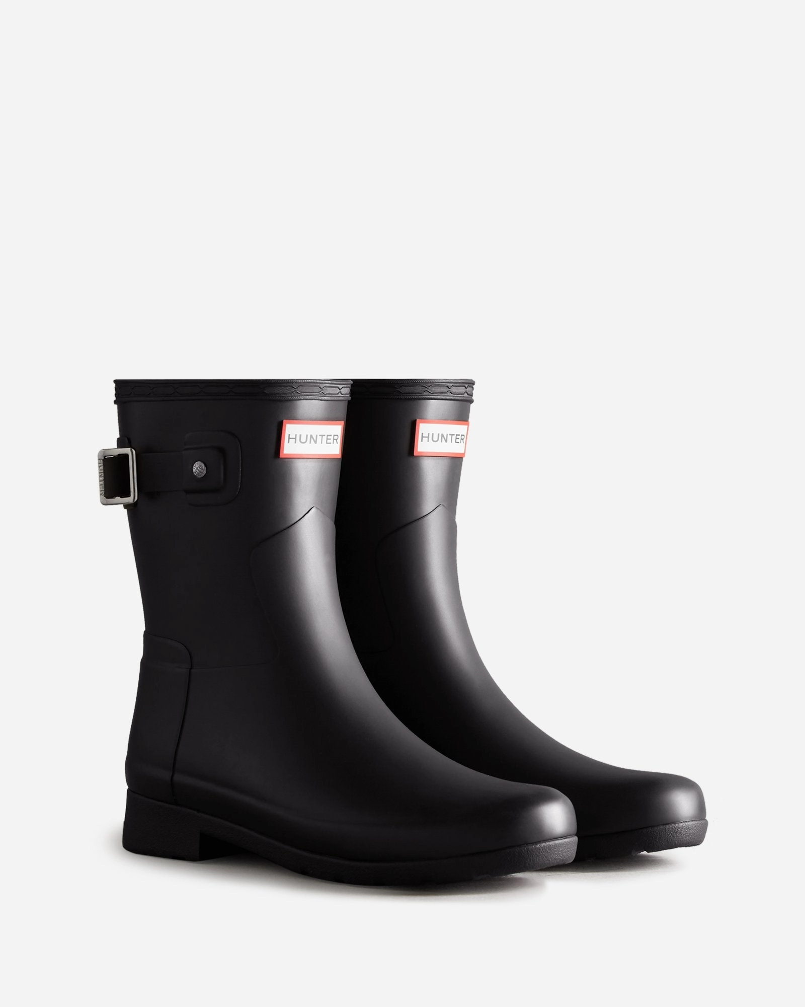 Hunter Women'S Refined Slim Fit Short Rain Boots Black Wfs2200Rma Blk All Day Support