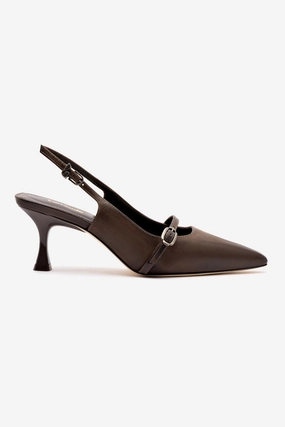 Minimalist Ines Pump In Brown Shadow Leather