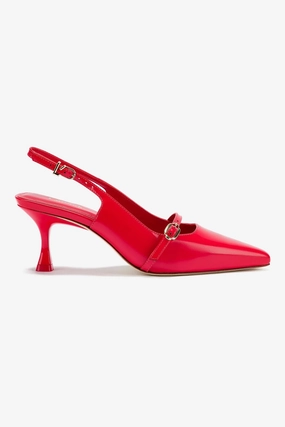 Ines Pump In Scarlet Leather Waterproof Travel Ready