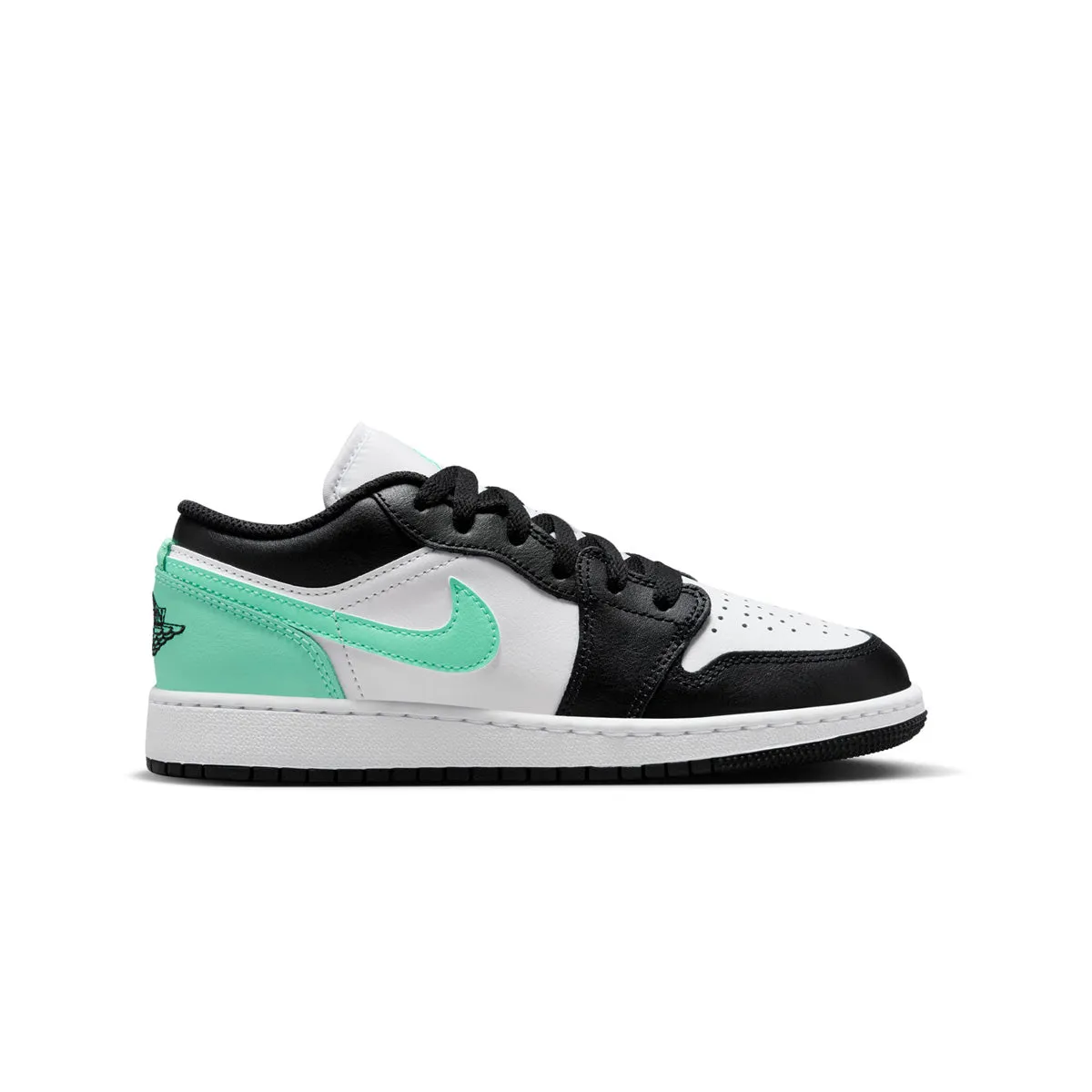 Kids Air Jordan 1 Low 'White Green Glow' Lightweight Shoes Cushioned Insoles
