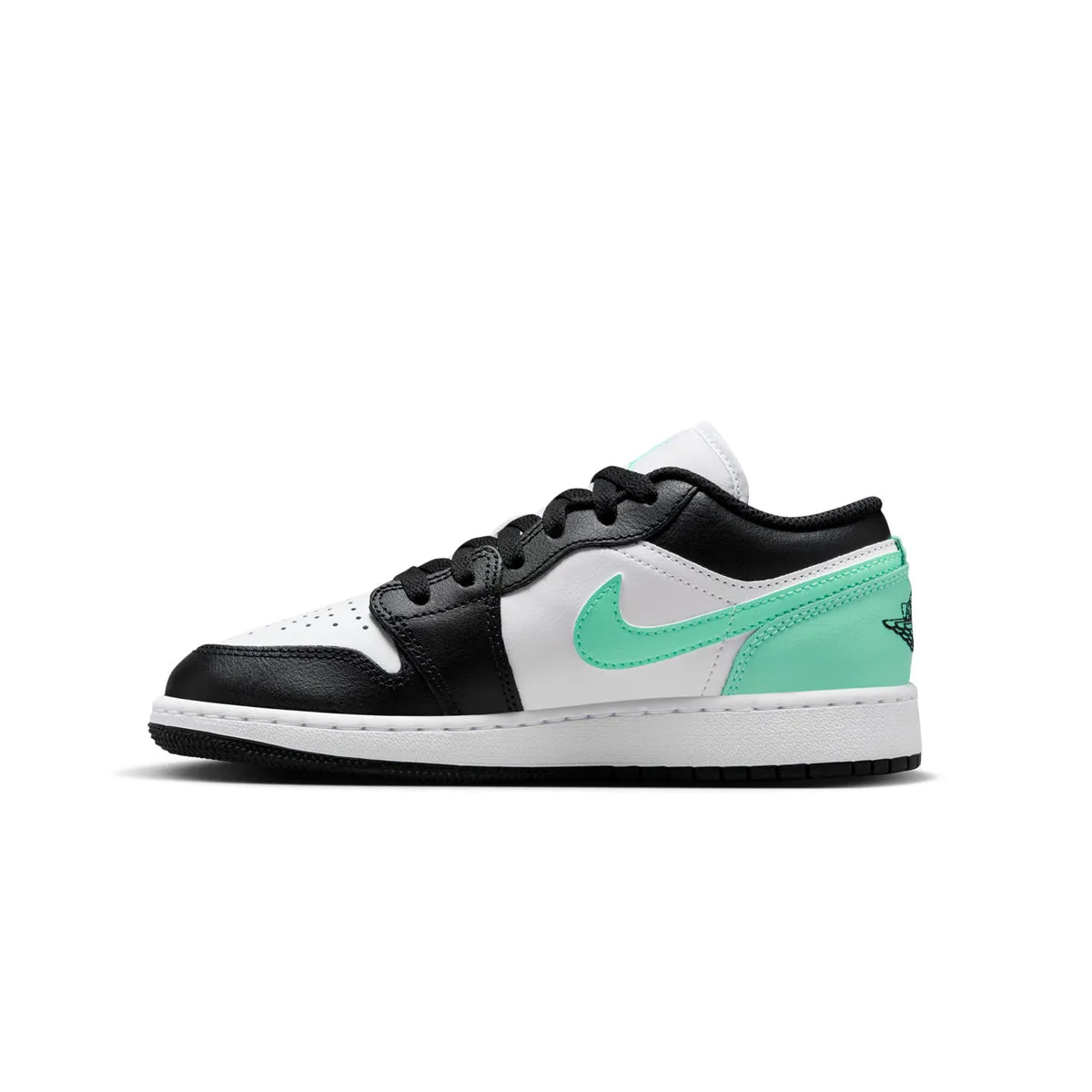 Kids Air Jordan 1 Low 'White Green Glow' Unisex Shoes Rugged