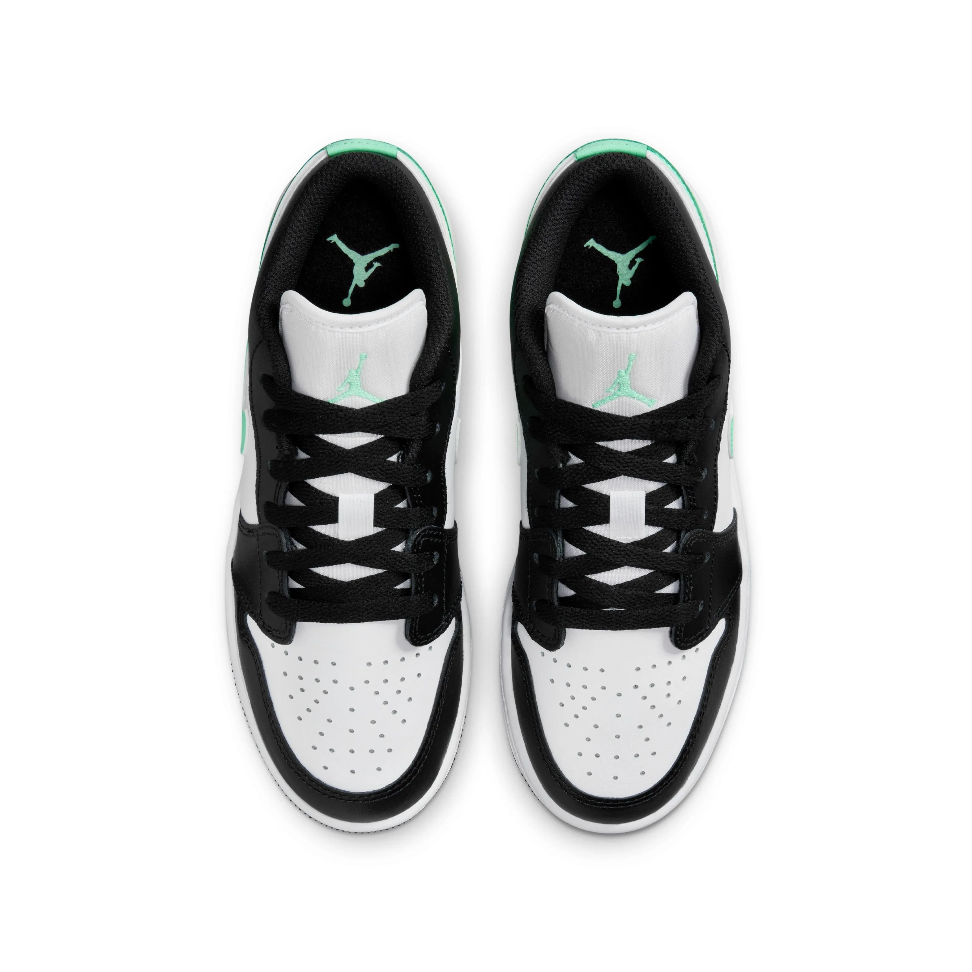 Kids Air Jordan 1 Low 'White Green Glow' Arch Support Comfortable Footwear