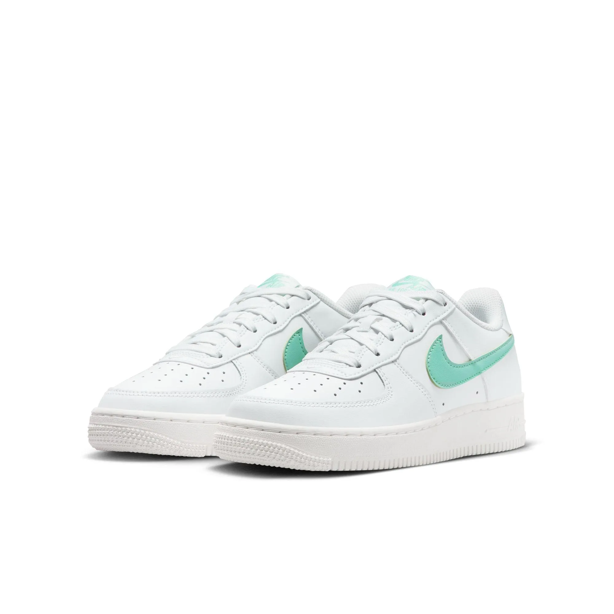 Grippy Soles Leather Shoes Kid'S Air Force 1 'White Emerald Rise'