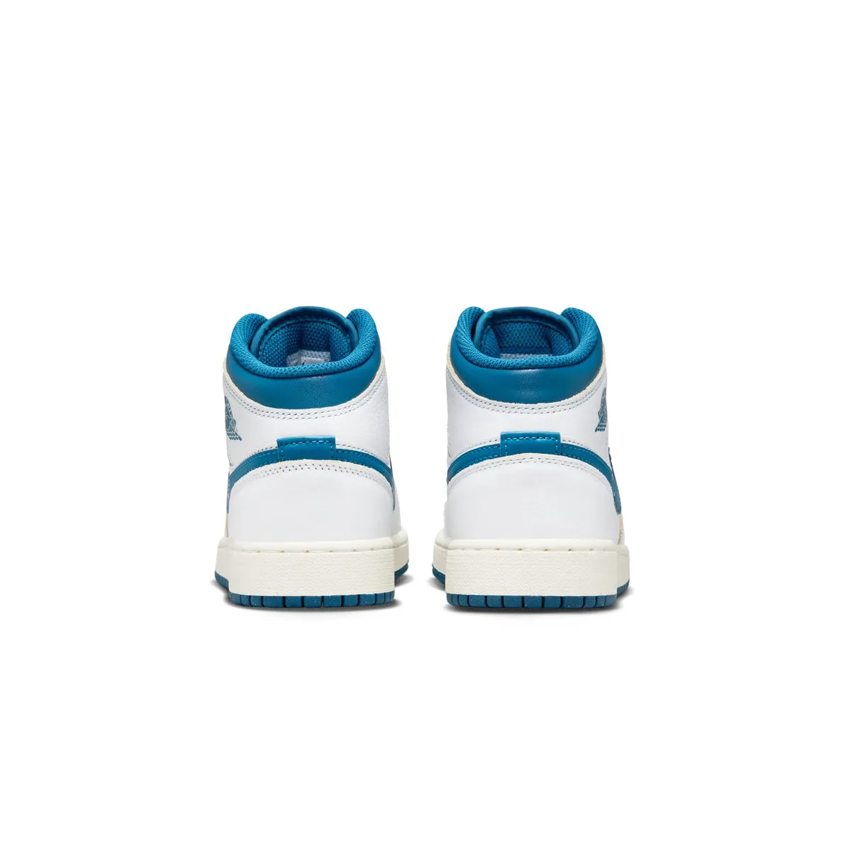 Kids Air Jordan 1 Mid 'White Industrial Blue' Stable Shock Absorbing