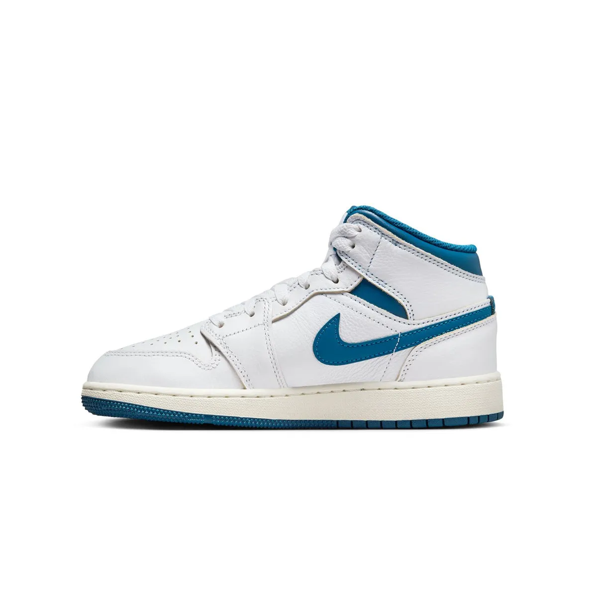 Kids Air Jordan 1 Mid 'White Industrial Blue' Cushioned