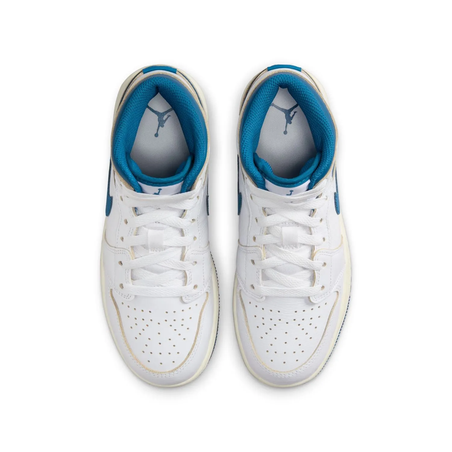 All Weather Grippy Soles Kids Air Jordan 1 Mid 'White Industrial Blue'