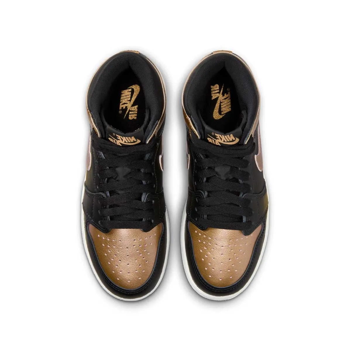 Kids Air Jordan 1 Retro High Og 'Black Metallic Gold' Unisex Shoes All Day Comfort