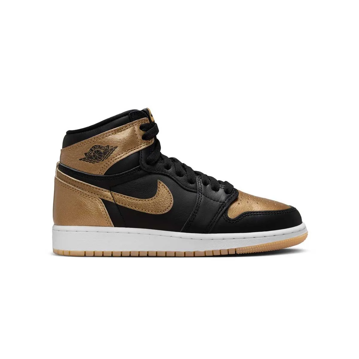 Kids Air Jordan 1 Retro High Og 'Black Metallic Gold' Fashion Footwear Easy On/Off