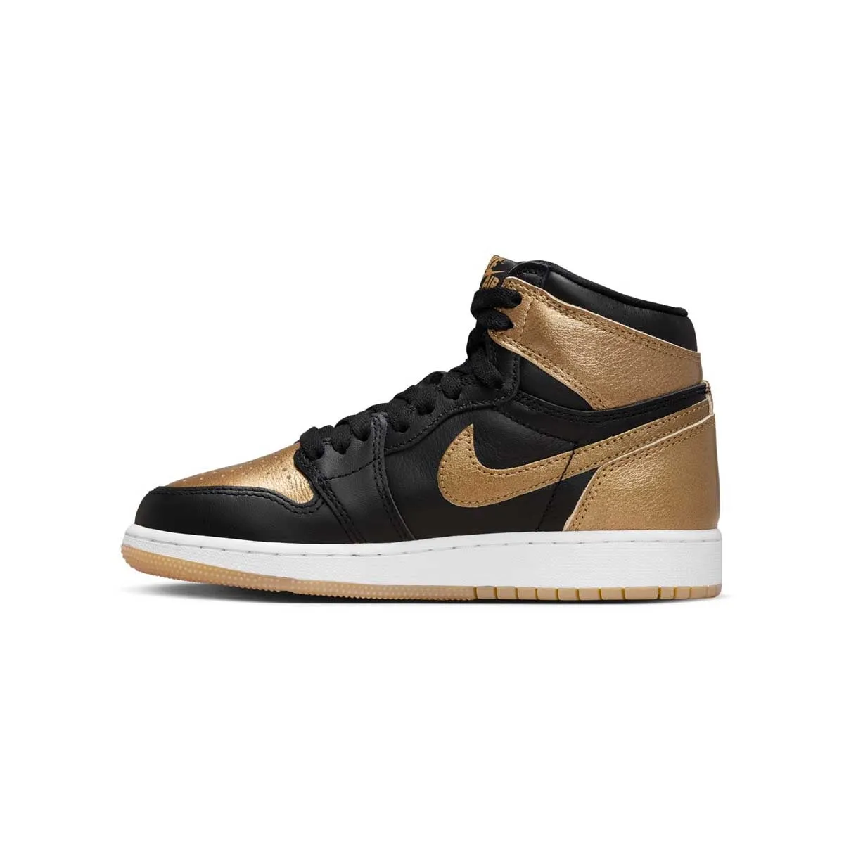 Kids Air Jordan 1 Retro High Og 'Black Metallic Gold' Flexible Secure Fit