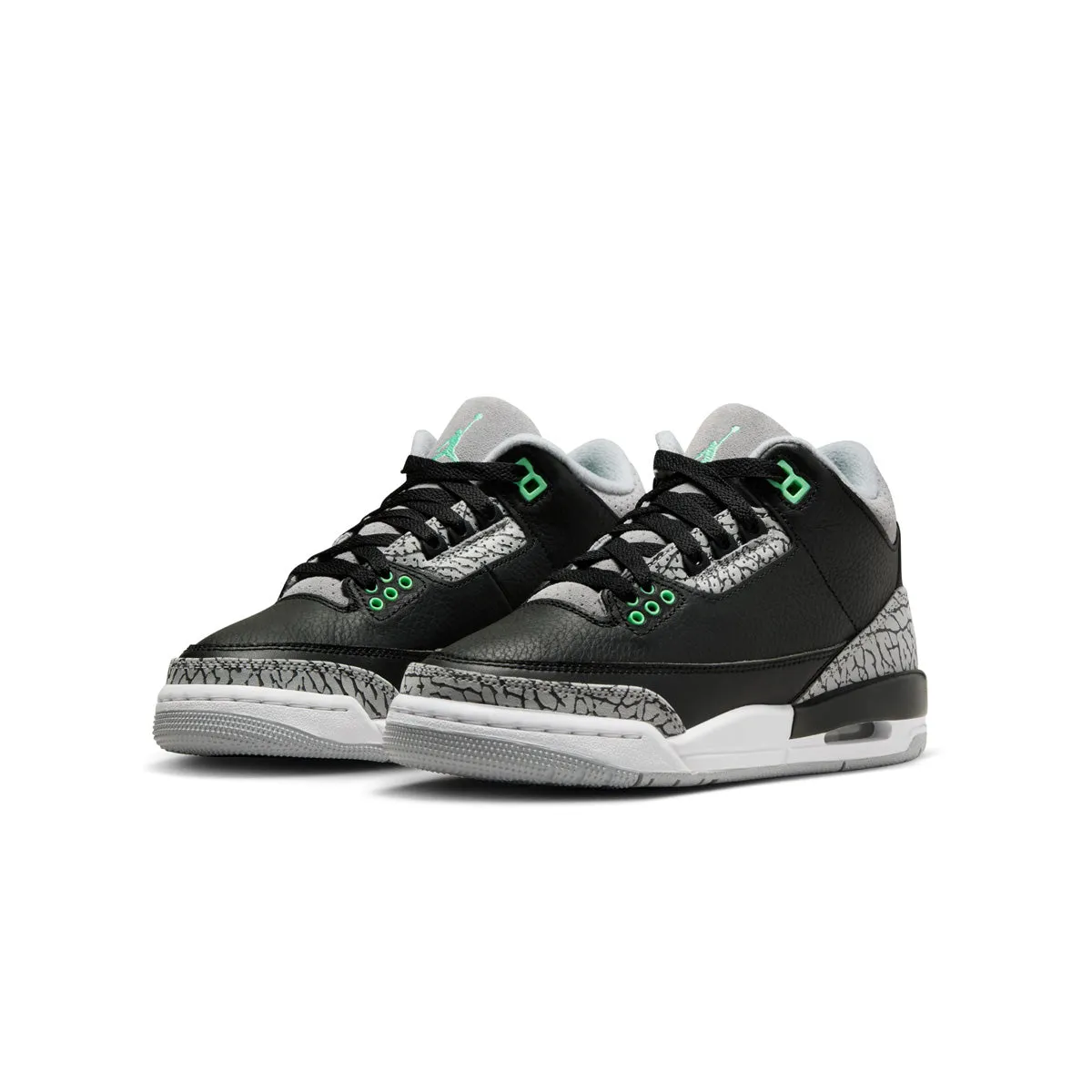 Kids Air Jordan 3 Retro 'Green Glow' Durable Walking Shoes