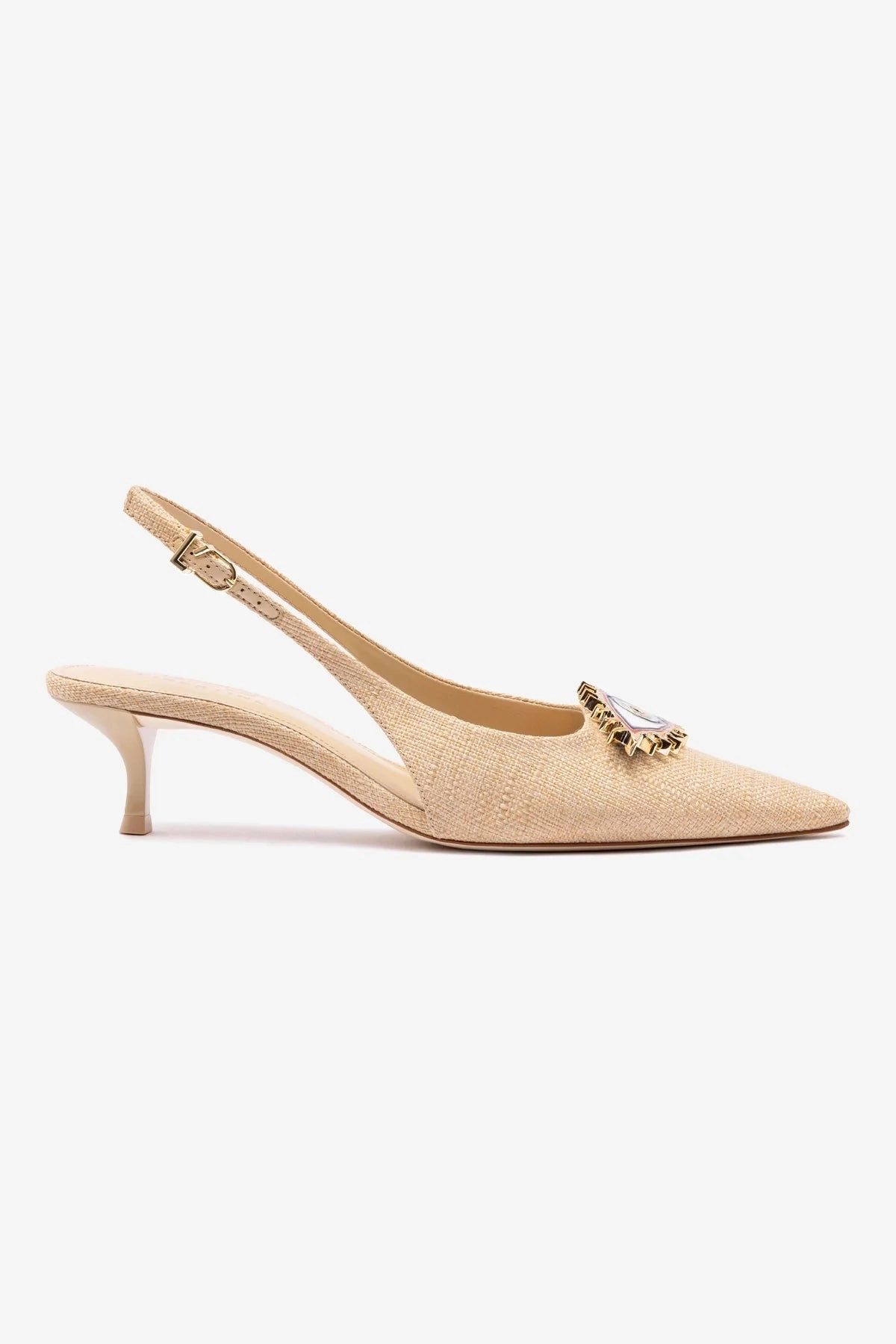 Larroud?? X Libertine Eye Pump Lo In Beige Raffia Grippy Traction Recycled Materials