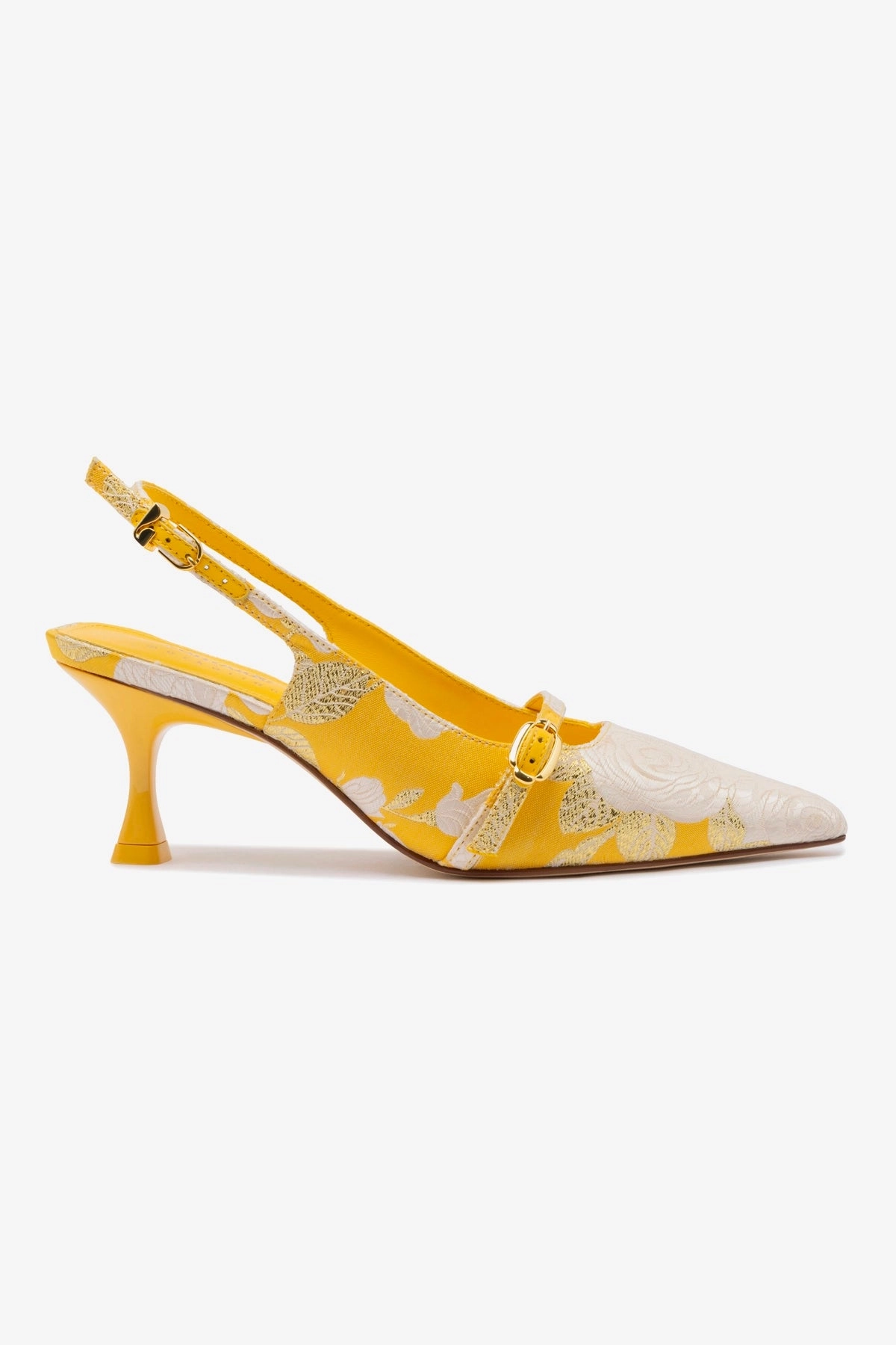 Larroud?? X Markarian Ines Pump In Yellow Floral Brocade Sporty Style
