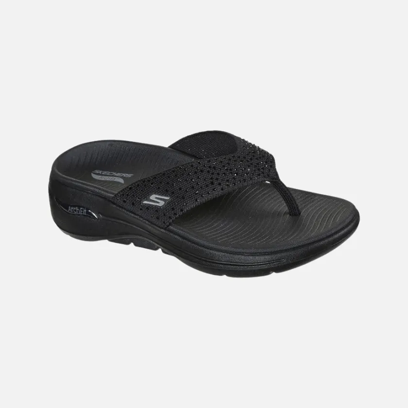 Minimalist Travel Shoes Skechers Go Walk Arch Fit -Dazzle Women'S Slide -Black