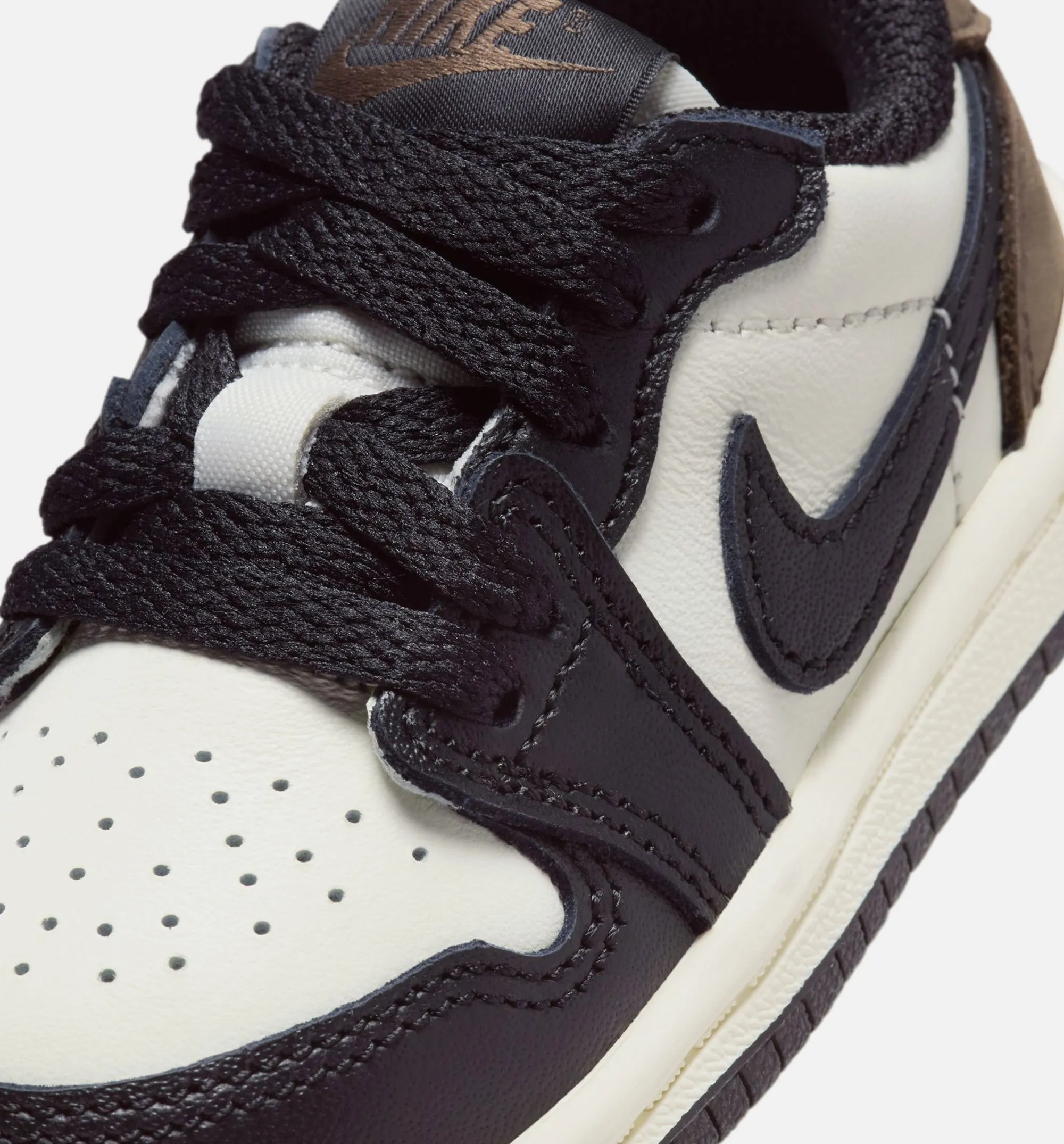 Air Jordan 1 Retro Low Mocha Infant Toddler Lifestyle Shoe - Sail/Dark Mocha/Black All Weather Rugged Sole