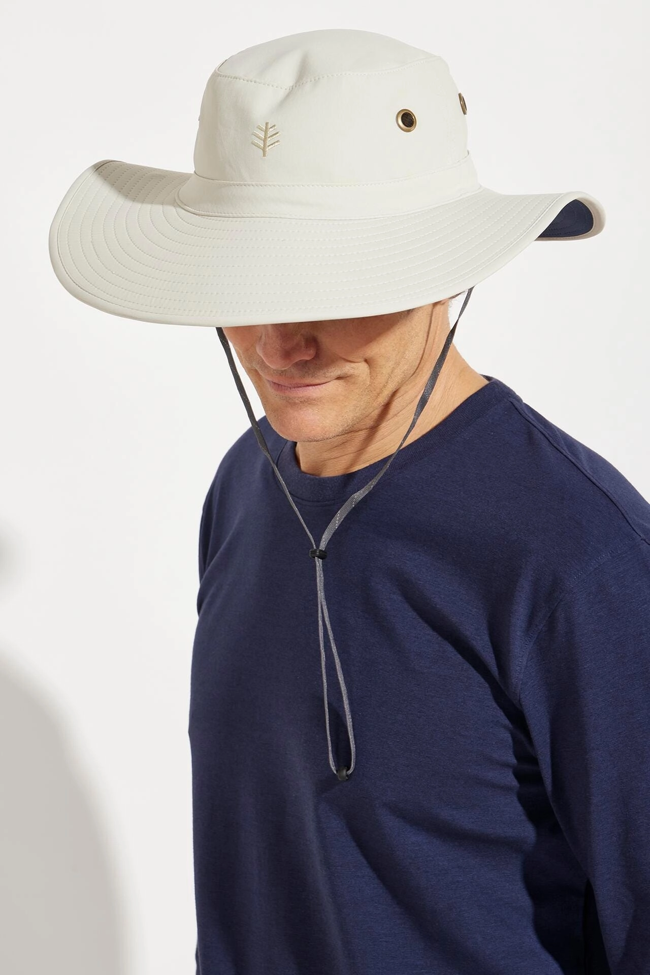 Leo Shapeable Wide Brim Hat | Stone/Navy