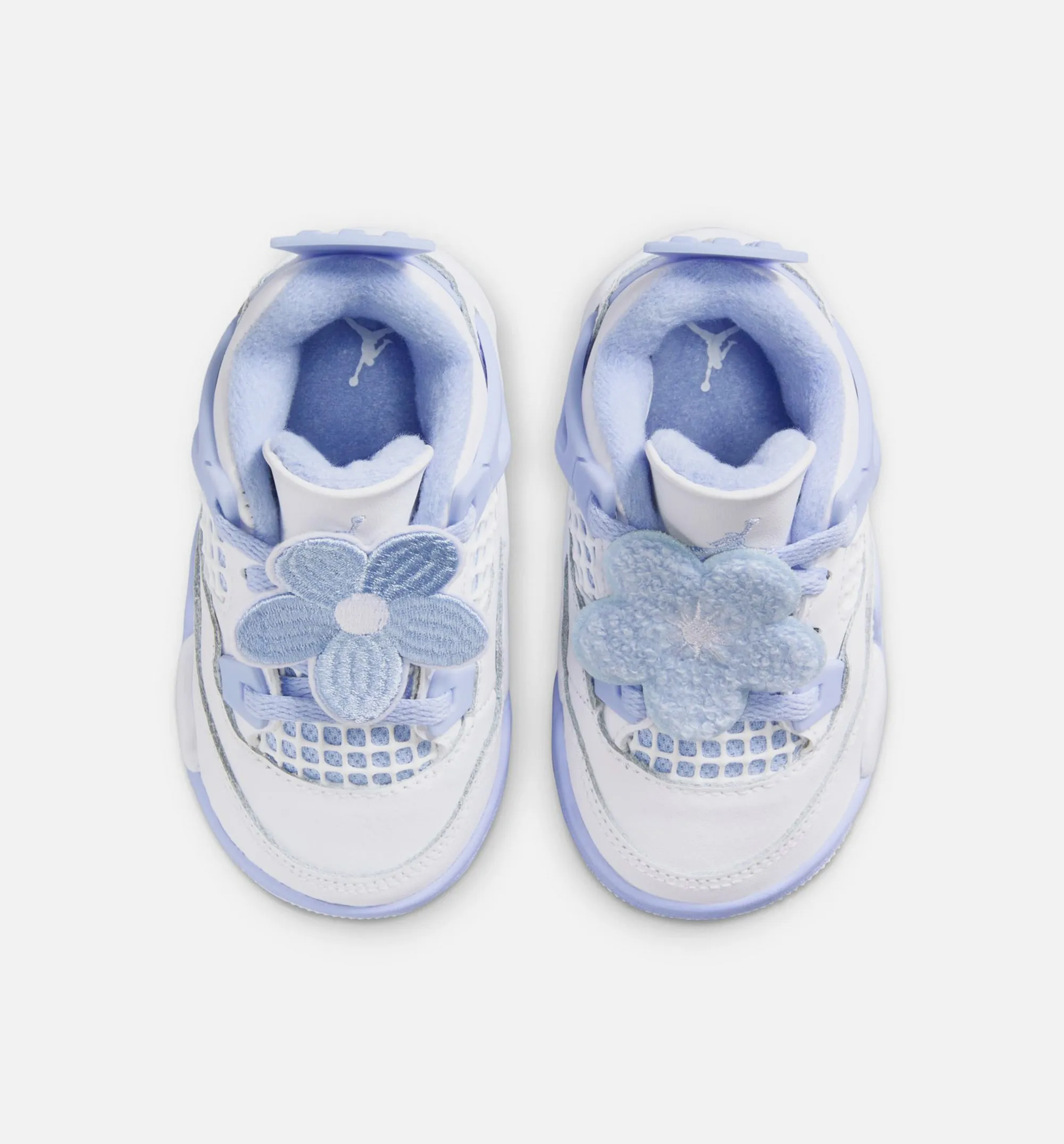 Air Jordan 4 Retro Aluminum Infant Toddler Lifestyle Shoe - White/Aluminum/Blue Tint/Oil Green Streetwear Footwear