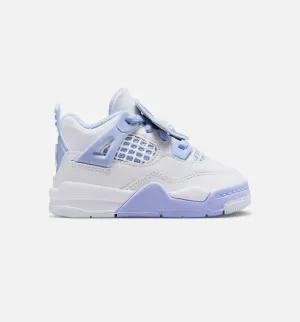 Streetwear Footwear Fashion Footwear Air Jordan 4 Retro Aluminum Infant Toddler Lifestyle Shoe - White/Aluminum/Blue Tint/Oil Green