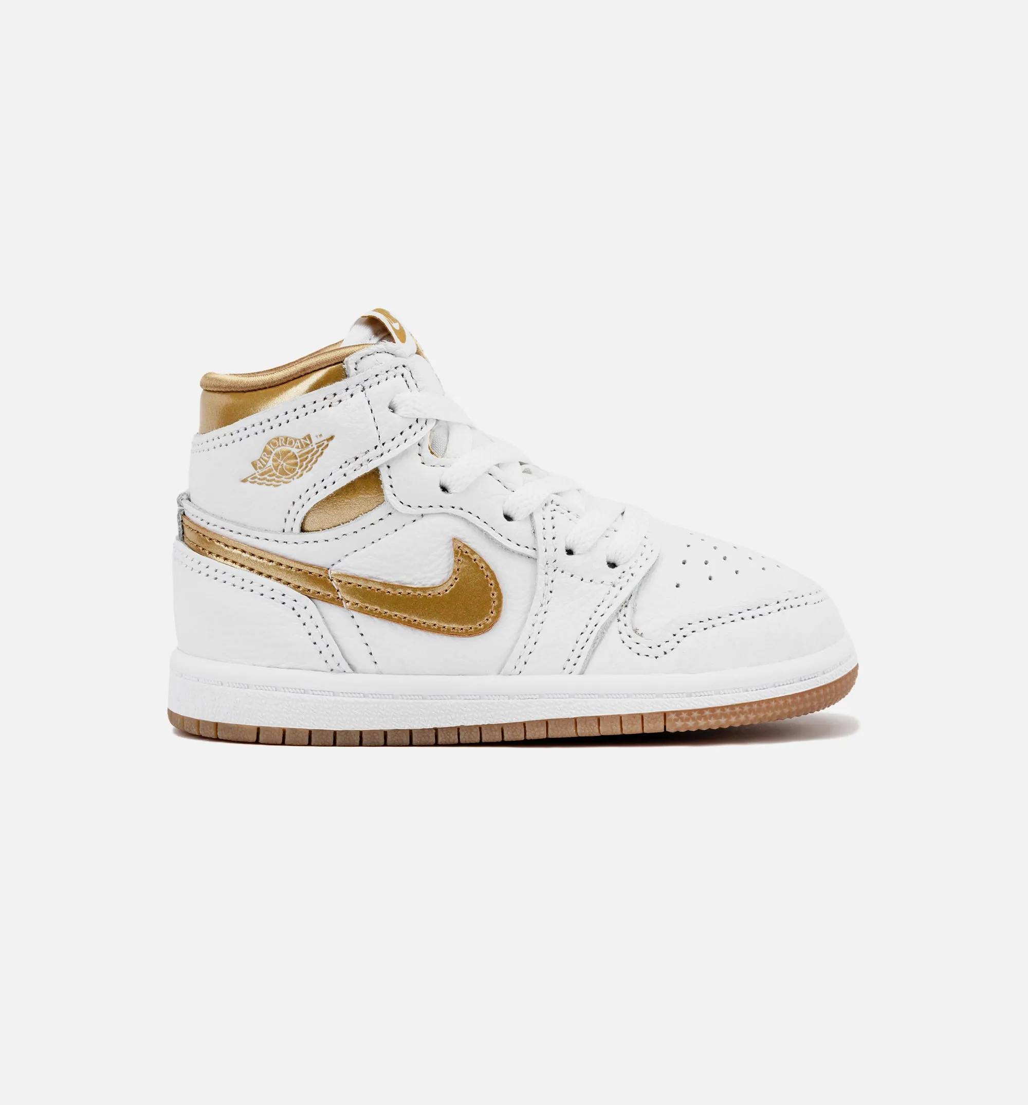 Air Jordan 1 Retro High Og White And Gold Infant Toddler Lifestyle Shoe - White/Metallic Gold/Light Brown Fashion Footwear Breathable
