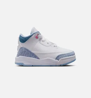 Air Jordan 3 Retro Cobalt Bliss Infant Toddler Lifestyle Shoe - White/Cobalt Bliss/Football Grey/Pink Glow Shock Absorbing