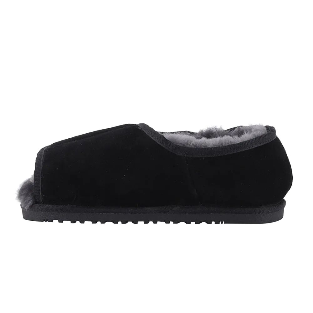 Leather Shoes Flat Feet Shoes Apma Wide Open Toe Slip On Slippers