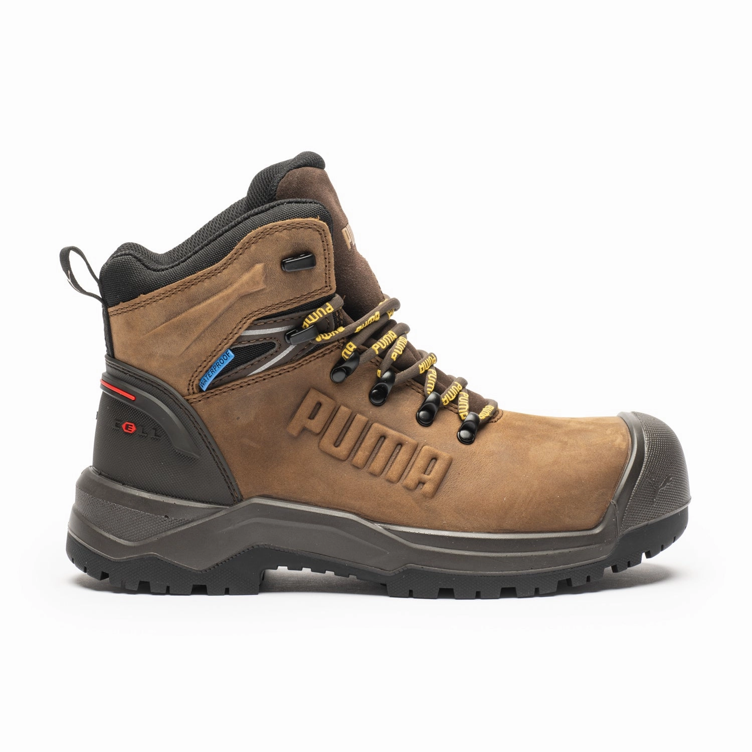 Puma Iron Brown Men'S 6" Waterproof Composite Toe Work Boots Travel Ready Secure Fit