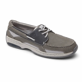 Dunham Men'S Captain Boat Shoe - Grey/Navy Nubuck Minimal Footwear Flat Feet Shoes
