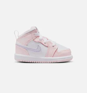 Air Jordan 1 Mid Pink Wash Infant Toddler Lifestyle Shoe - Pink Wash/White/Violet Frost Classic Footwear