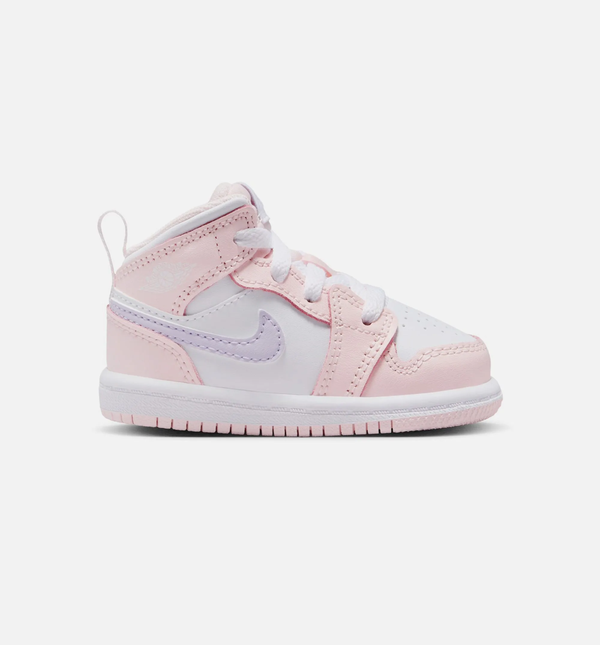 Air Jordan 1 Mid Pink Wash Infant Toddler Lifestyle Shoe - Pink Wash/White/Violet Frost Travel Footwear