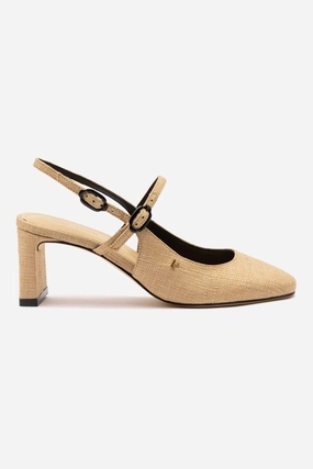 All Day Comfort All Day Support Georgina Pump In Beige Raffia And Black Trimming