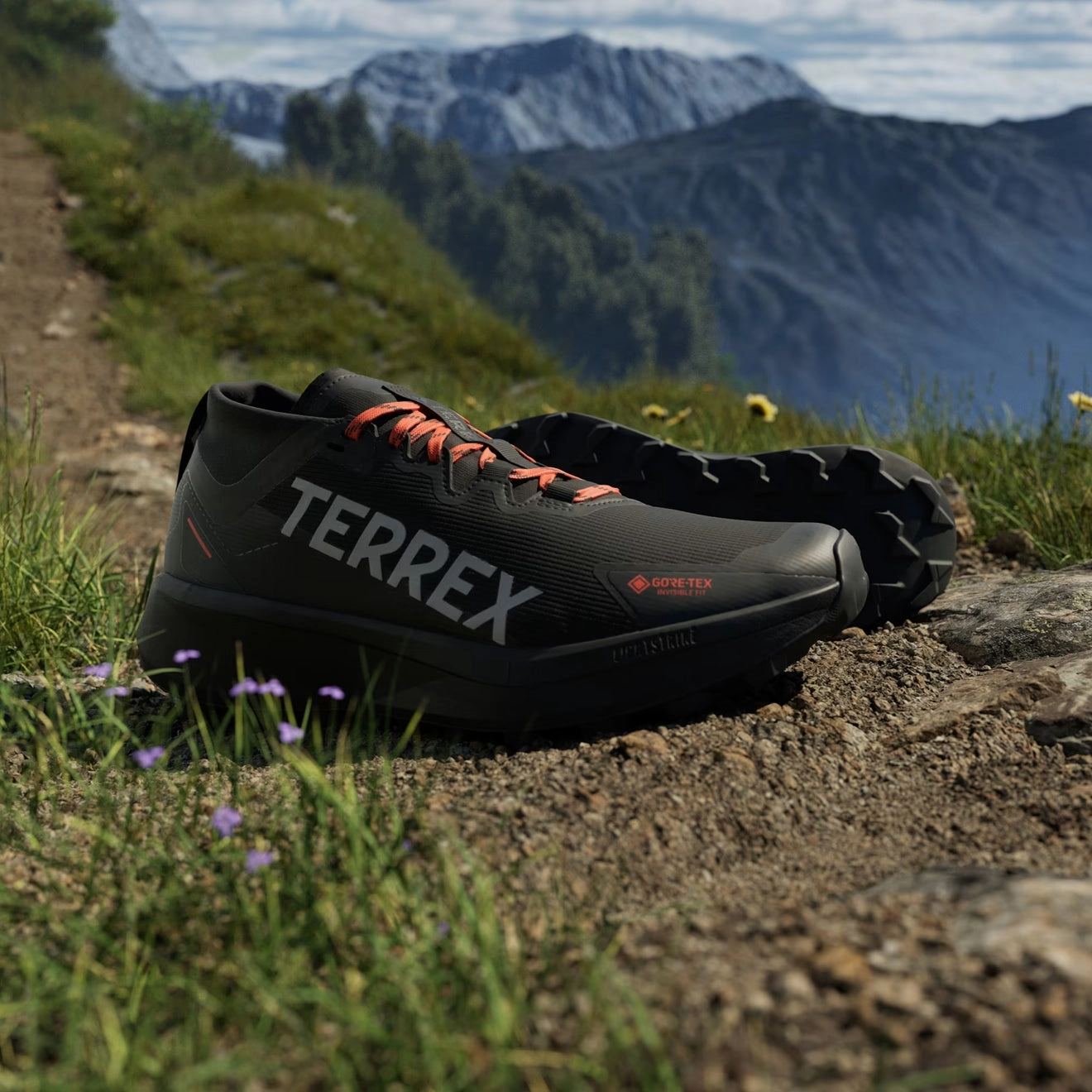 Cushioned Standing Shoes Adidas Terrex Agravic Gtx Trail Running Shoe Core Black / Grey / Semi Impact Orange